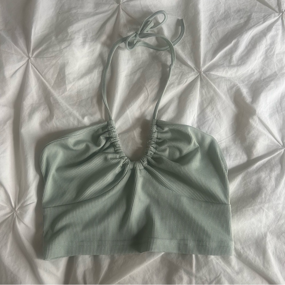 3/$20 SHEIN Sage  Green Vacation Halter Top